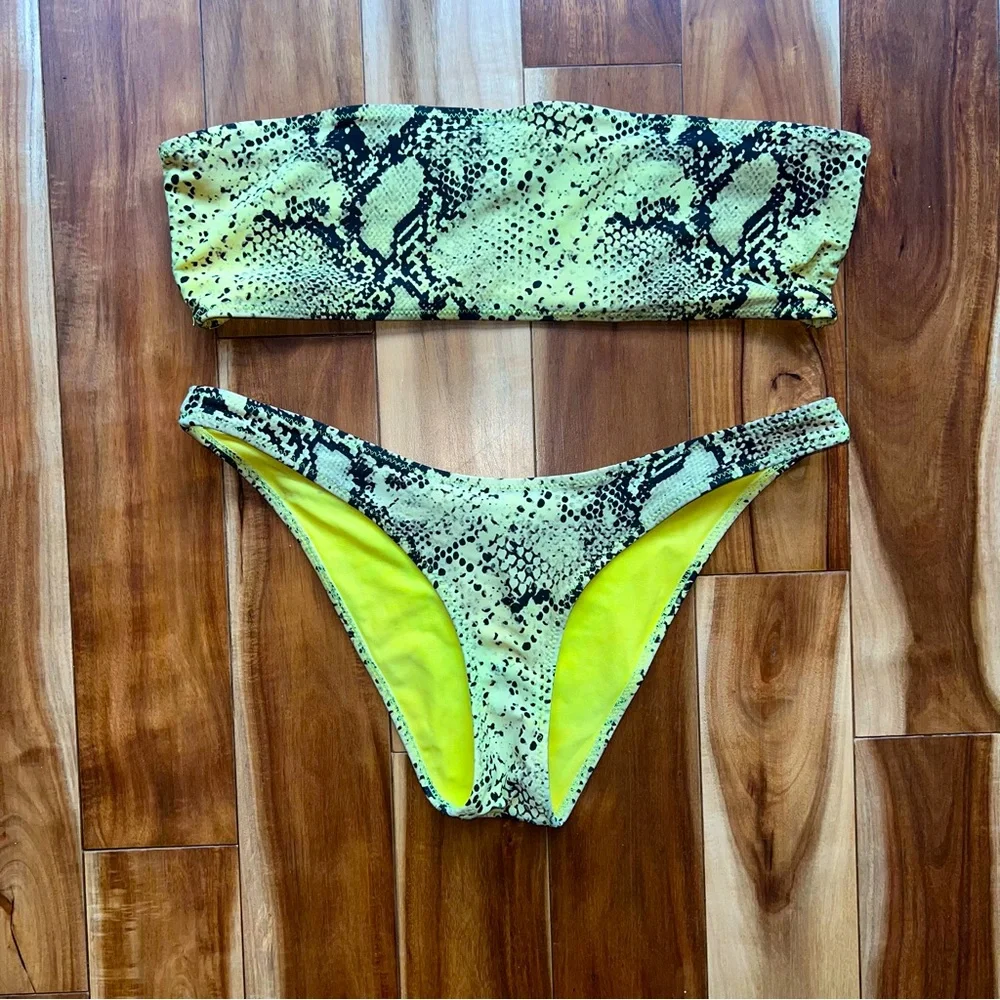 Triangl Swimwear strapless snakeskin print bikini